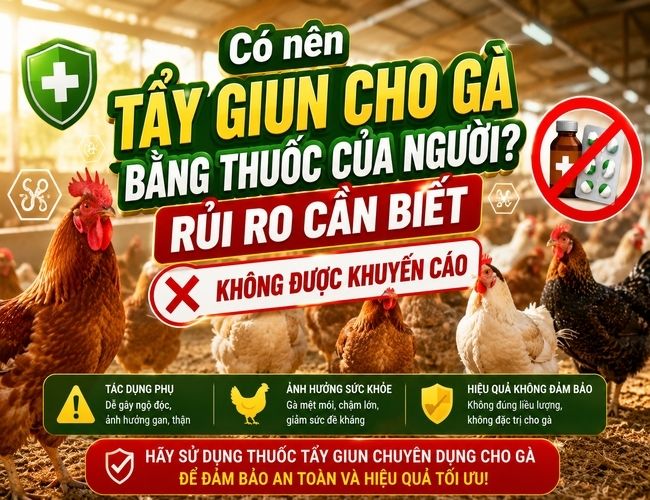  tẩy giun cho gà bằng thuốc của người