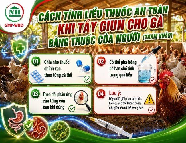  tẩy giun cho gà bằng thuốc của người