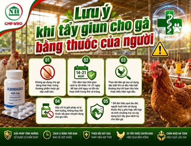  tẩy giun cho gà bằng thuốc của người