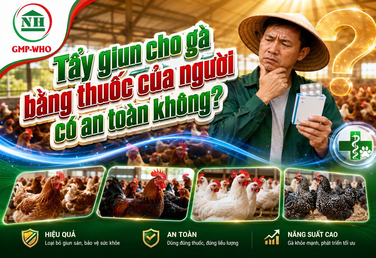 tẩy giun cho gà bằng thuốc của người