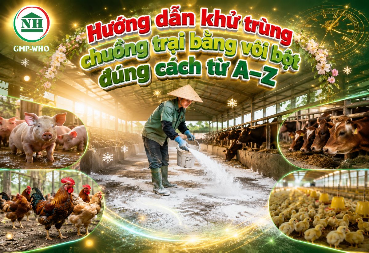 khử trùng chuồng trại bằng vôi bột